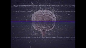 Animation of digital brain with glitch effects and abstract lines on dark background. Artificial intelligence, neural network, technology, digital art, futuristic, innovation - Powered by Shutterstock - Get 15% off with code: PIKWIZARD15