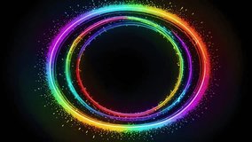 Digital illustration featuring colorful neon light rings with glowing particle effects. Digital abstract art. - Powered by Shutterstock - Get 15% off with code: PIKWIZARD15