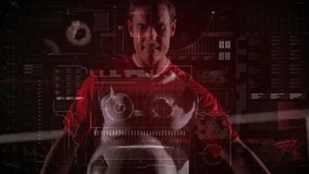 Soccer player in action with digital data processing animation overlay. Sports, athlete, technology, motion, competition, analytics - Powered by Shutterstock - Get 15% off with code: PIKWIZARD15