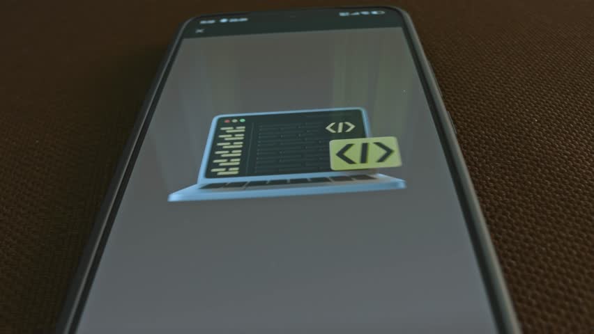 Programming themed graphic presentation on smartphone