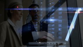 Business professionals analyzing data with stock market charts overlay animation. Finance, analysis, investment, economy, teamwork, strategy - Powered by Shutterstock - Get 15% off with code: PIKWIZARD15