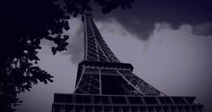 Digital data processing animation overlaying sky with Eiffel Tower in view. Technology, futuristic, innovation, connectivity, cityscape, architecture - Powered by Shutterstock - Get 15% off with code: PIKWIZARD15