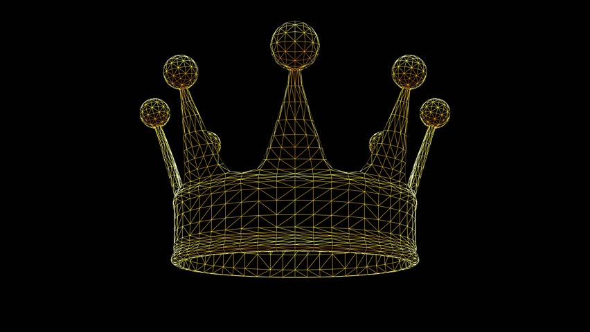 Grid of crown rotating isolated.3D render looped animation.