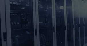 Data encryption process animation over server racks in data center. Cybersecurity, technology, network, digital, protection, cloud computing - Powered by Shutterstock - Get 15% off with code: PIKWIZARD15