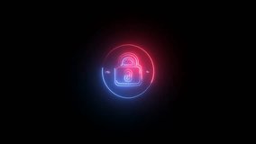 Lock icon animation with neon made of red color on a black background. 4k - Powered by Shutterstock - Get 15% off with code: PIKWIZARD15