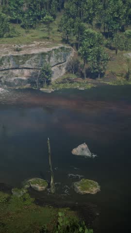 3D. USA. Michigan. Multi colored lake