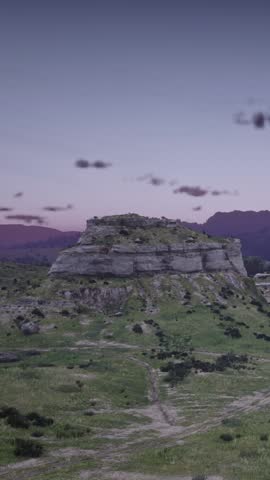 3D. USA. Nebraska. Scotts Bluff Monument. Mitchell Pass. Violet Sky