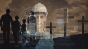 Using animation, construction worker in hard hat interacting with digital interface. technology, innovation, engineering, safety, digital transformation, progress - Powered by Shutterstock - Get 15% off with code: PIKWIZARD15