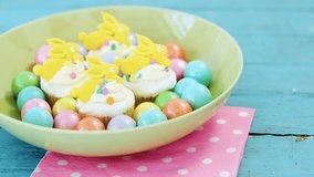 Colorful candies and yellow bunny figures with massive sale animation text. Sweets, confectionery, discount, promotion, festive, playful - Powered by Shutterstock - Get 15% off with code: PIKWIZARD15