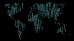 Blue Neon Binary Code World Map Animation: Futuristic Digital Globe, Tech Background, Data Visualization, Cyberpunk Design, Global Network - Powered by Shutterstock - Get 15% off with code: PIKWIZARD15