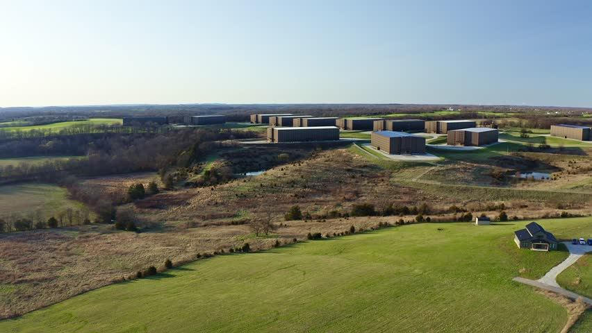 Aerial view of the bourbon storage facility of Heaven Hill Distillery in Bardstown, Kentucky