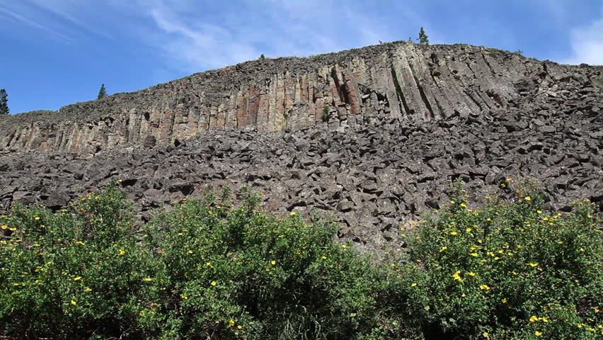Basalt deposits have created a distinctive rock feature at Sheepeater Cliffs in
