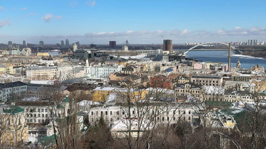 Panorama of Kyiv city capital of Ukraine, Podol district.