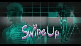 Animation of skeletons with Swipe Up text over digital grid background. futuristic, technology, motion, graphics - Powered by Shutterstock - Get 15% off with code: PIKWIZARD15