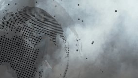 Emerging through fog, basketball hoop with digital animation and code overlay. Technology, sport, innovation, futuristic, augmented reality, gaming - Powered by Shutterstock - Get 15% off with code: PIKWIZARD15