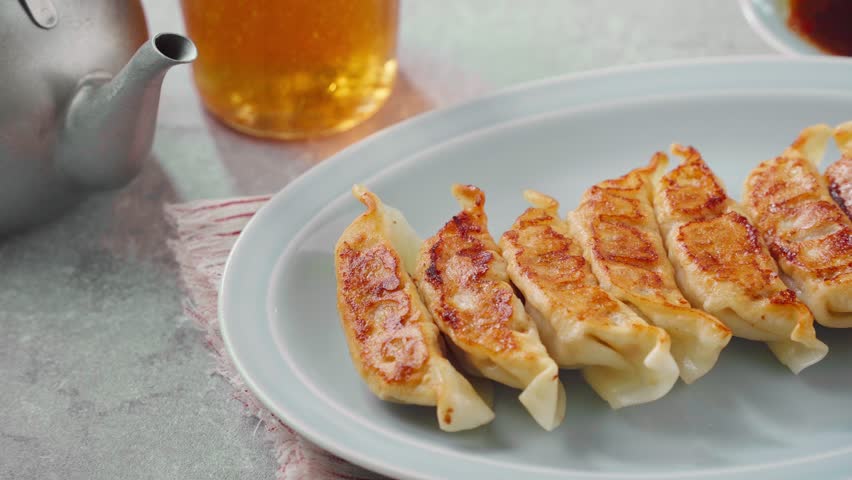 Dumplings Commonly Eaten in Japan - Crispy Pan-Fried Gyoza