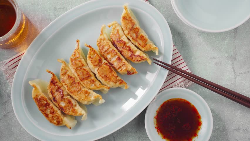 Dumplings Commonly Eaten in Japan - Crispy Pan-Fried Gyoza