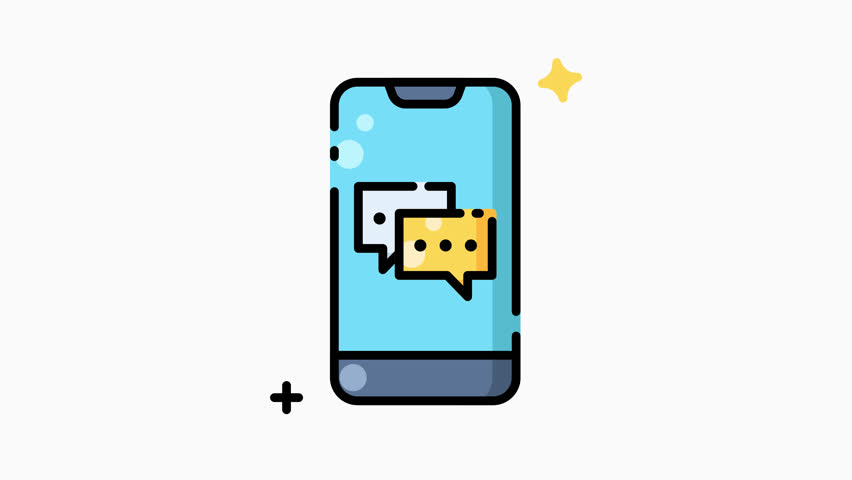 Smartphone with a chat icon animation video design. Smartphone with a chat icon, ideal for web and app designs, online communication concepts, social media marketing materials.