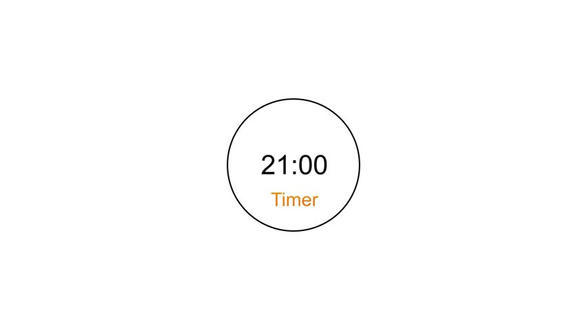 21 seconds digital clock countdown timer animation inside a yellow and red circle on white background emergency timer countdown animation, and 4k video.