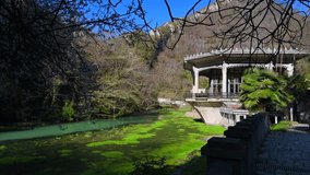 Abandoned railway station Psyrtskha in autumn. Abkhazia, New Athos - Powered by Shutterstock - Get 15% off with code: PIKWIZARD15