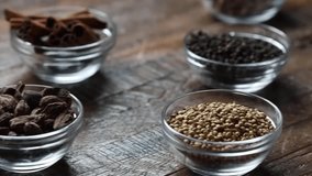 Indian Spices – Famous Indian Spices – Curry Spices – Aromatic and flavorful spices used in Indian cooking, including bay leaves, cinnamon, cloves, cardamom, peppercorns, cumin, coriander, and nutmeg. - Powered by Shutterstock - Get 15% off with code: PIKWIZARD15