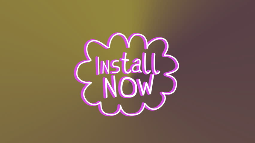Green Install Now text with animation on gradient yellow and brown background. Technology, software, digital, download, button, interface - Powered by Shutterstock - Get 15% off with code: PIKWIZARD15