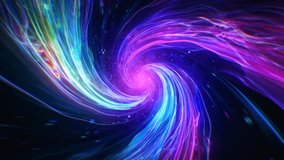 Abstract swirling energy vortex with neon light trails in blue, pink, and purple on a dark cosmic background. Concept of futuristic motion and space. 3d animation - Powered by Shutterstock - Get 15% off with code: PIKWIZARD15