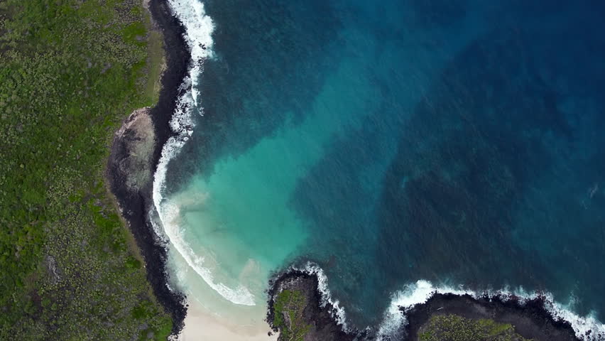 San Cristobal island, beautiful secluded beach on Galapagos Islands, aerial