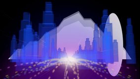 Glowing lights and abstract geometric shapes creating futuristic cityscape animation. technology, digital, urban, neon, innovation, virtual - Powered by Shutterstock - Get 15% off with code: PIKWIZARD15