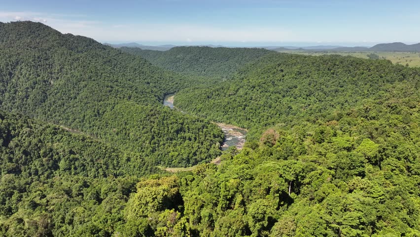 Aerial footage of Crawfords lookout near Innisfail Queensland Australia