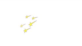 Yellow shooting stars with trailing streaks 2D cartoon object animation. Dreamy celestial night sky. Cosmic theme cosmos. Falling stars animated flat colorful item 4K video isolated on white - Powered by Shutterstock - Get 15% off with code: PIKWIZARD15