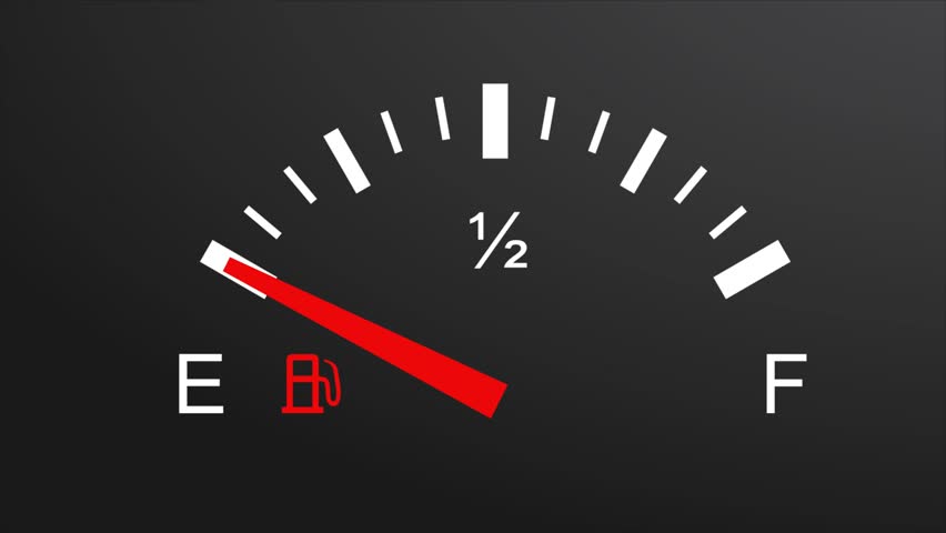 Professionally animated fuel gauge rising from zero to full