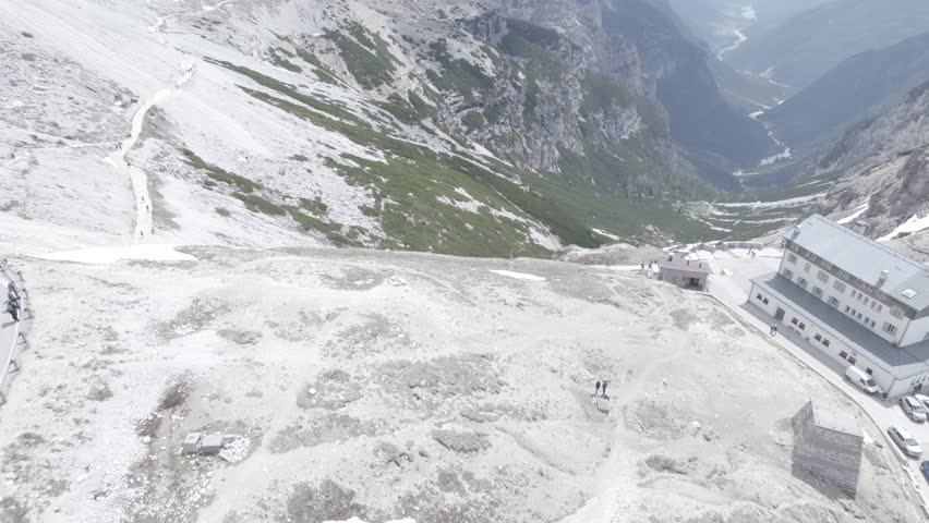 Tre Cime di Lavaredo mountain view in the dolomites italy alps in winter 