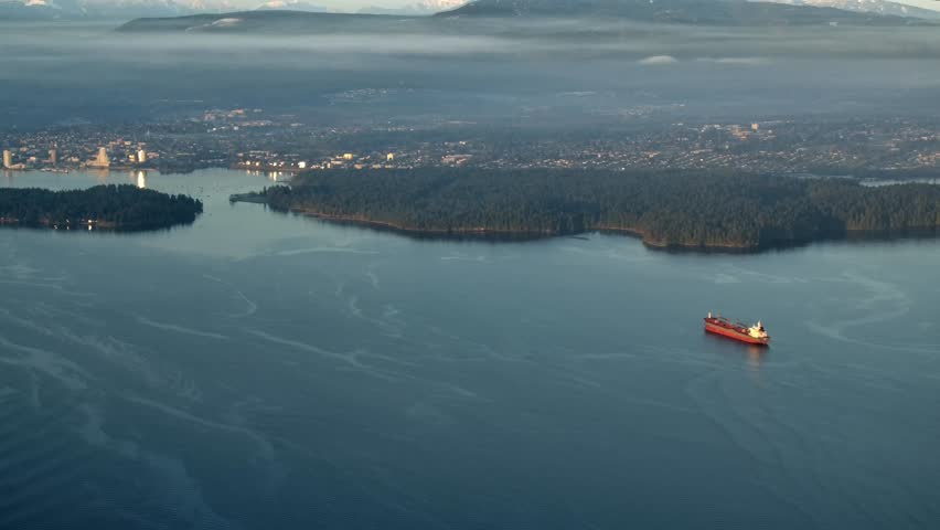 Nanaimo Coastal City in Vancouver Island - Aerial View at Golden Hour