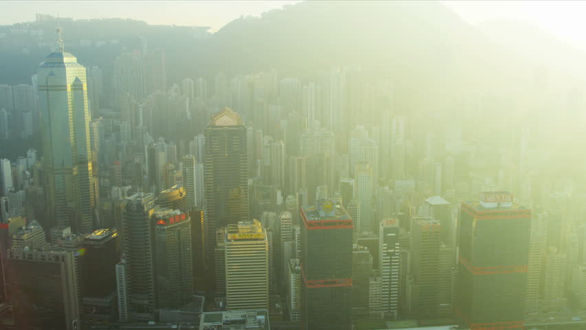 Aerial view of Hong Kong city skyscrapers, Victoria Harbour,  | Shutterstock HD Video #3739130