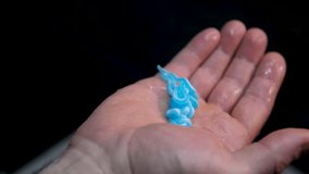 shaving foam on hand. man in robe after shower spa treatments near mirror shaving foam beauty salon self-care at home bathroom. squeezes shaving foam onto his hand while standing in the bathroom - Powered by Shutterstock - Get 15% off with code: PIKWIZARD15