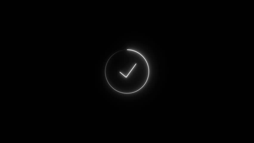 Abstract glowing neon check mark icon animation.