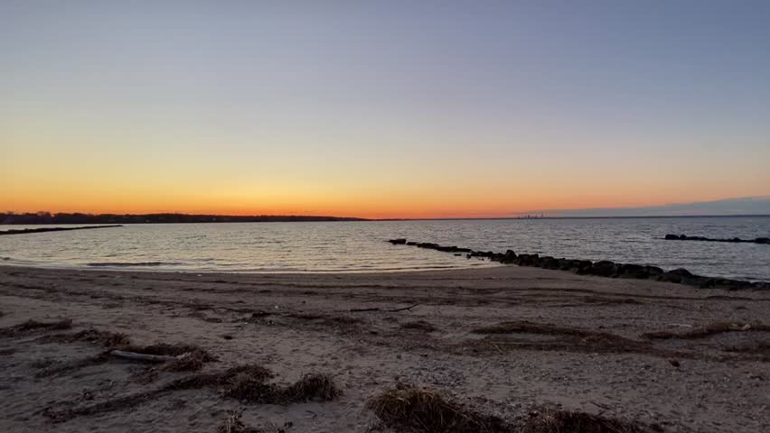 Beach park water fron and sunset