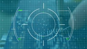 Circular target and grid overlay on blue background with futuristic animation. Technology, innovation, digital, interface, targeting, design - Powered by Shutterstock - Get 15% off with code: PIKWIZARD15