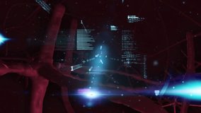 Red neural network animation over digital code and data processing elements. Technology, artificial intelligence, machine learning, cybersecurity, futuristic, innovation - Powered by Shutterstock - Get 15% off with code: PIKWIZARD15