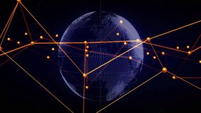 Global network connections and data processing animation over digital globe. Technology, connectivity, cyber, futuristic, innovation, internet - Powered by Shutterstock - Get 15% off with code: PIKWIZARD15