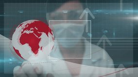 Animation of global network connections with red globe and digital data interface. Technology, connectivity, futuristic, communication, cyberspace - Powered by Shutterstock - Get 15% off with code: PIKWIZARD15