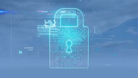 Digital lock and data processing animation over futuristic cityscape background. Cybersecurity, technology, network, encryption, innovation, urban - Powered by Shutterstock - Get 15% off with code: PIKWIZARD15