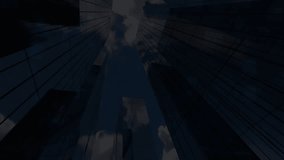 Animation of glowing circle with palm leaves and abstract cityscape backdrop. Futuristic, digital, neon, tropical, urban, landscape - Powered by Shutterstock - Get 15% off with code: PIKWIZARD15