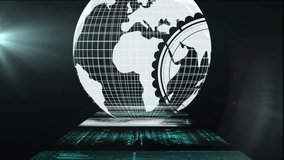 Animation of globe rotating with digital grid overlaying data processing background. Global, technology, network, futuristic, information, cyberspace - Powered by Shutterstock - Get 15% off with code: PIKWIZARD15