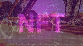 NFT animation over financial data with city scene in background. Cryptocurrency, blockchain, digital, investment, virtual, finance - Powered by Shutterstock - Get 15% off with code: PIKWIZARD15