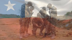 Military personnel in tactical gear examining map over Chilean flag animation. strategy, defense, geography, nationality, analysis, planning - Powered by Shutterstock - Get 15% off with code: PIKWIZARD15