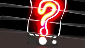 A red neon question mark illuminated against a black background, featured in a dynamic video abstract animation. - Powered by Shutterstock - Get 15% off with code: PIKWIZARD15