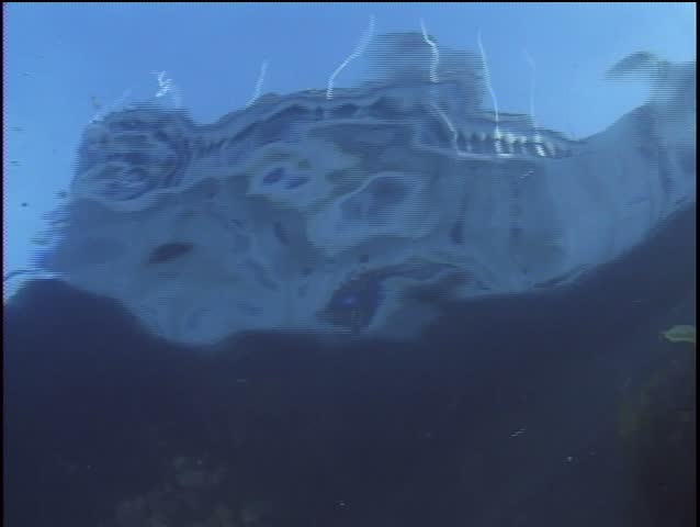 Boat on surface from below