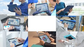Collage footage of various people using tablet PCs - Powered by Shutterstock - Get 15% off with code: PIKWIZARD15